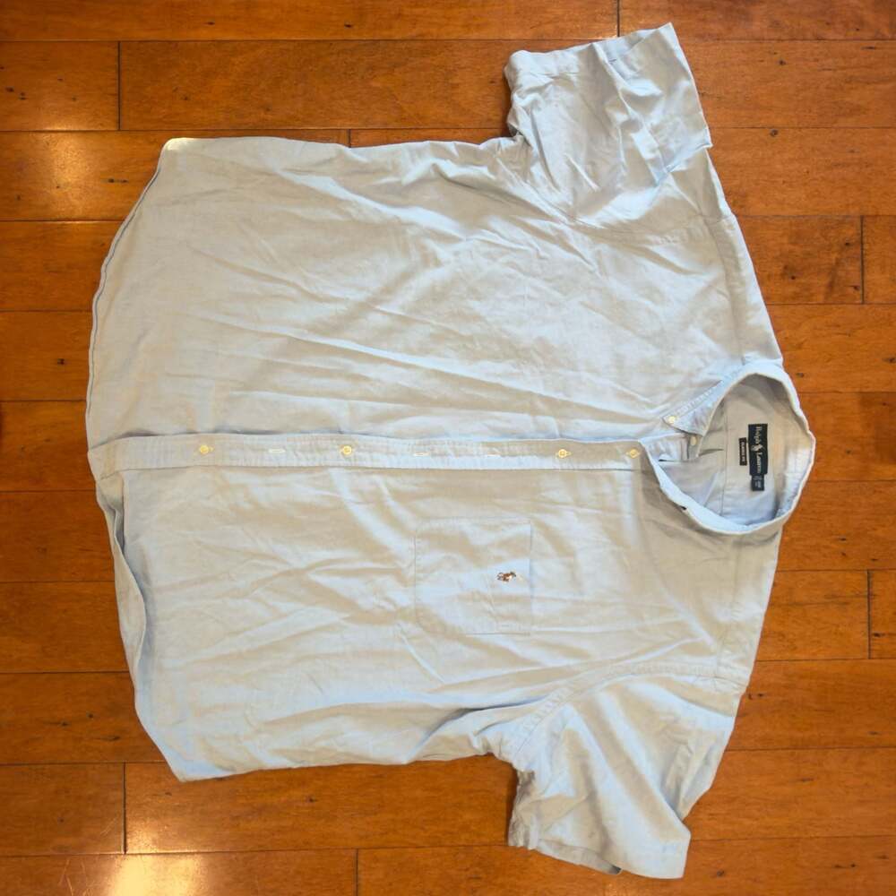 Vintage Blue label Ralph Lauren Short Sleeve  Shirt Light Blue Classic Fit